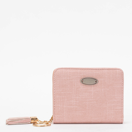 Malá růžová dámská peněženka s přívěskem na klíče - Doplňky