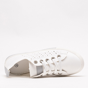 Andreiny bílé a šedé prolamované tenisky - obuv