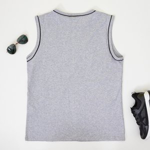 Bavlněné šedé pánské tričko bez rukávů - oblečení