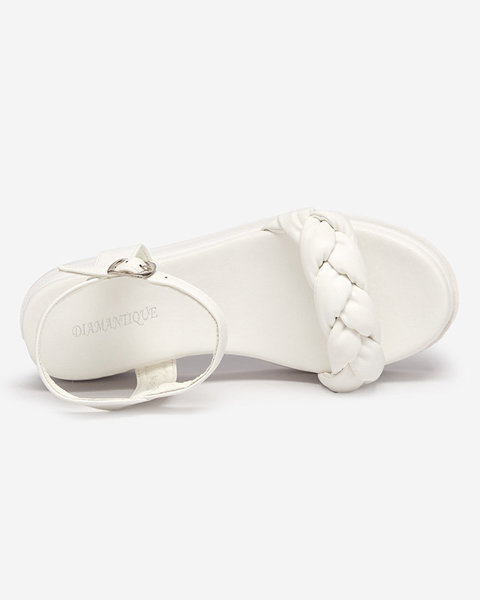 Dámské bílé sandály s copánkovým páskem Kafha - Obuv