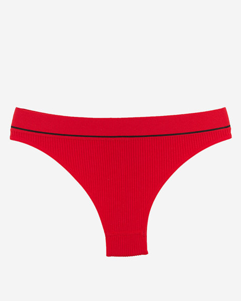 Dámské červené žebrované kalhotky se sportovními nápisy - Spodní prádlo