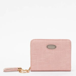 Malá růžová dámská peněženka s přívěskem na klíče - Doplňky