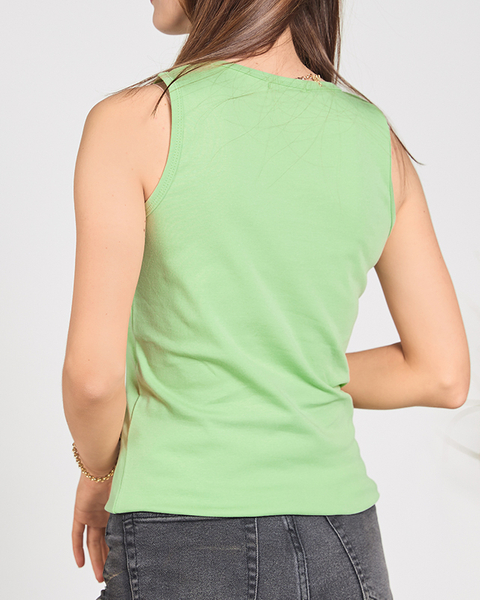 Zelený dámský top s nápisem a kubickými zirkony - Oblečení