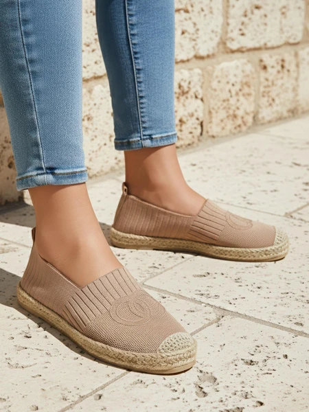 Dámské espadrilky Callisto světle hnědé plochý podpatek ekologická kůže