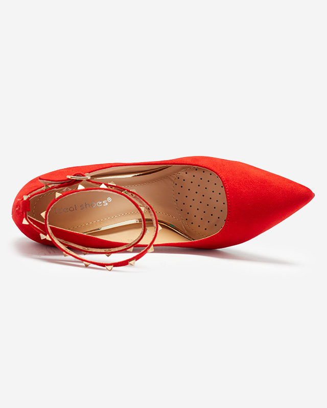 Červené dámské lodičky s páskem ke kotníku Altans - Boty