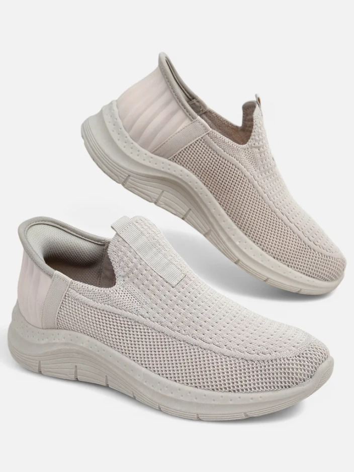 Aurelia Comfort Béžové Nazouvací Dámské Boty z Tkaniny Na Plochém Podpatku