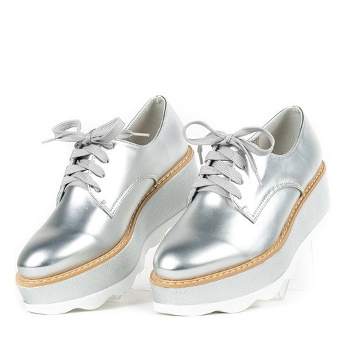 Срібні напівчеревики на платформі Oro - Взуття