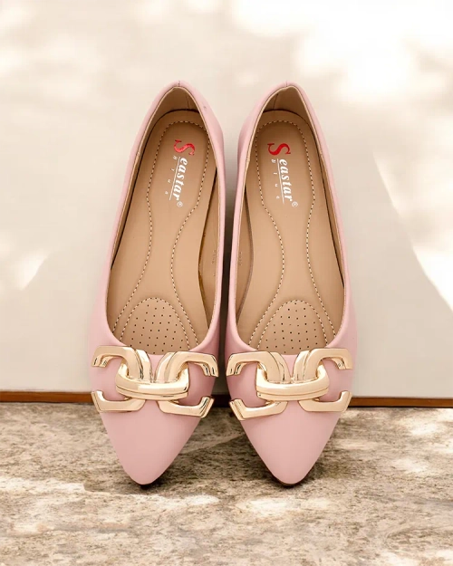 Royalfashion Чорні балетки для жінок з прикрасою на носку Figgda