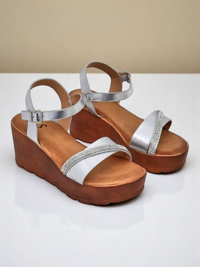 Royalfashion Dámské sandály na klínu s kamínky a třpytkami Aurora Glow