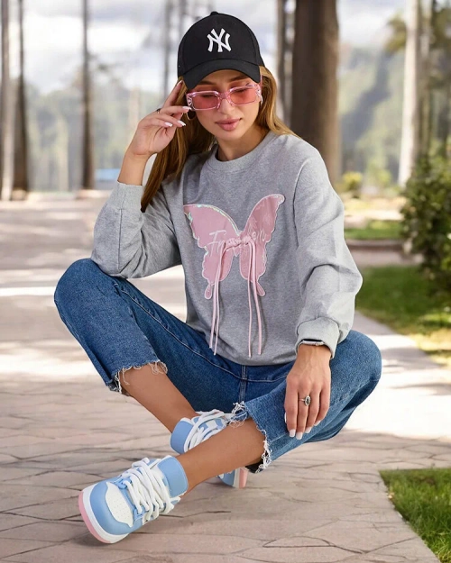 Жіночий бавовняний світшот з тонким принтом Royalfashion