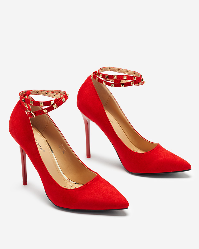 Červené dámské lodičky s páskem ke kotníku Altans - Boty