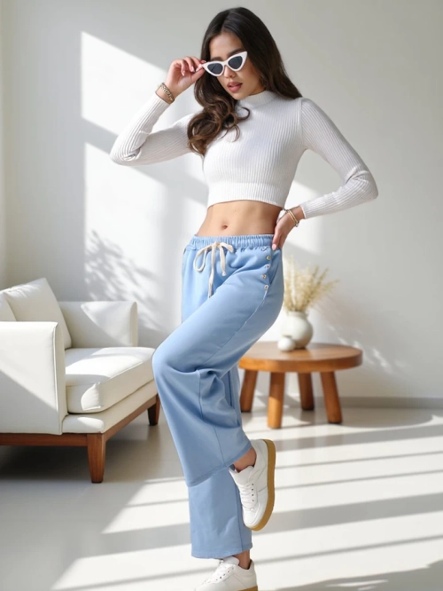 Royalfashion Жіночі широкі спортивні штани з віскози з цирконієм