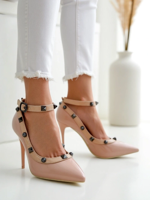 Royalfashion Жіночі лаковані туфлі на підборах з блискітками Qoscalle