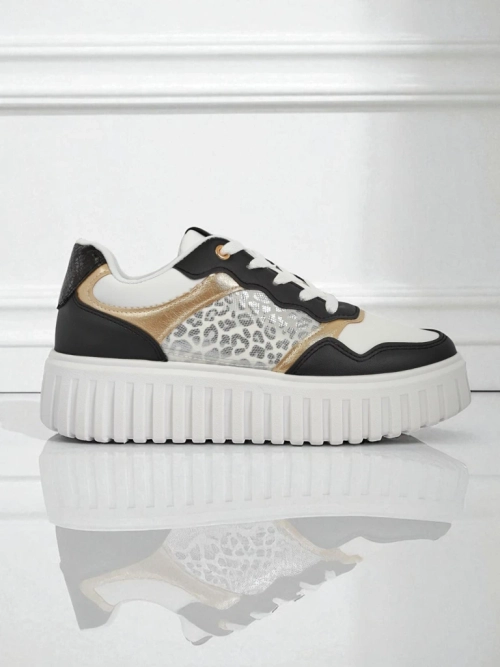 Жіночі снікерси Royalfashion Callista платформа чорні екошкіра розмір 40