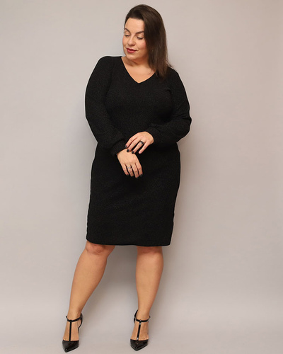 Royalfashion Блискуча жіноча сукня до коліна чорного кольору PLUS SIZE