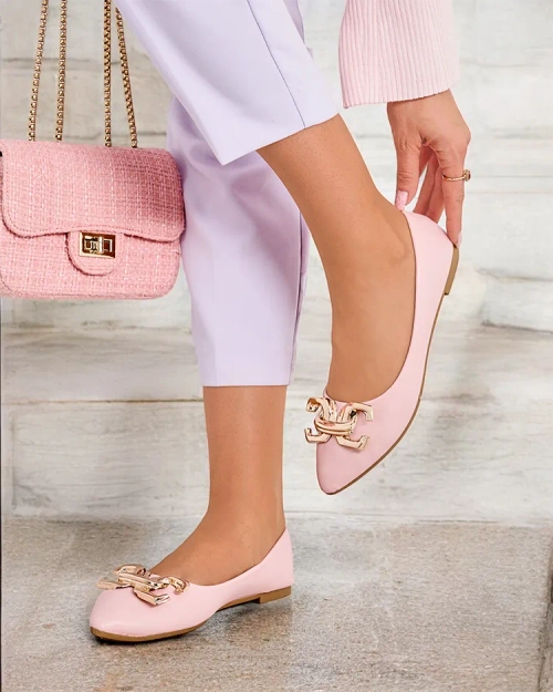 Royalfashion Чорні балетки для жінок з прикрасою на носку Figgda