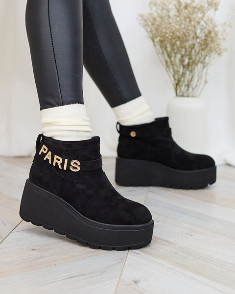 Royalfashion Černé dámské boty a'la snow boots s ornamentem Parisela