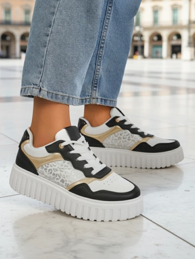 Dámské tenisky Royalfashion Callista platforma černé eko kůže velikost 40