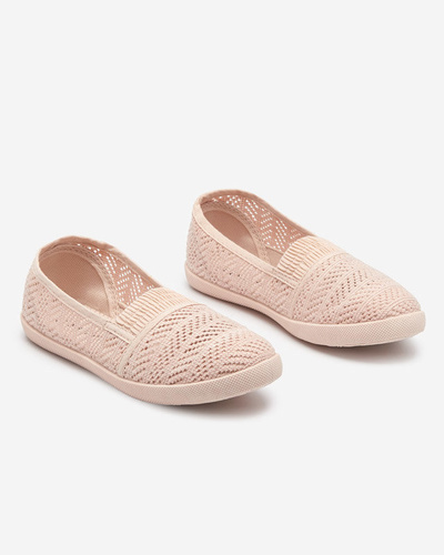 OUTLET Dětské pudrové slip on tenisky s prolamovaným svrškem Qey- Shoes