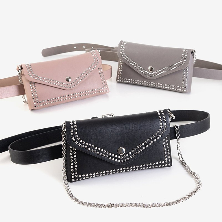 Růžová malá ledvinka s kamínky - Kabelky