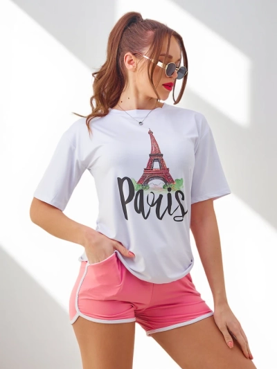 Royalfashion Dámský sportovní set s tričkem a šortkami Paříž