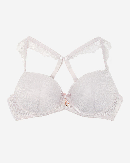 Бюстгальтер жіночий з мереживом світло-сірого кольору - Білизна