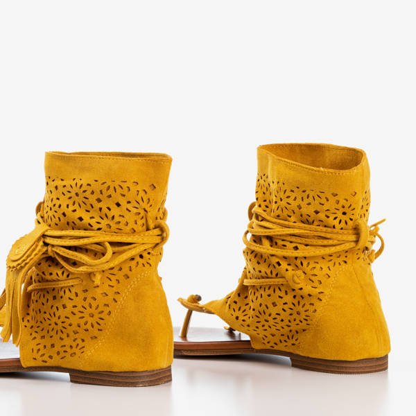 Hořčice prolamované žabky s hůlkou Joanina - Obuv