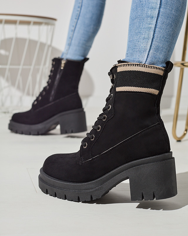 Černé traperské boty na jehle Koidoo- Obuwie