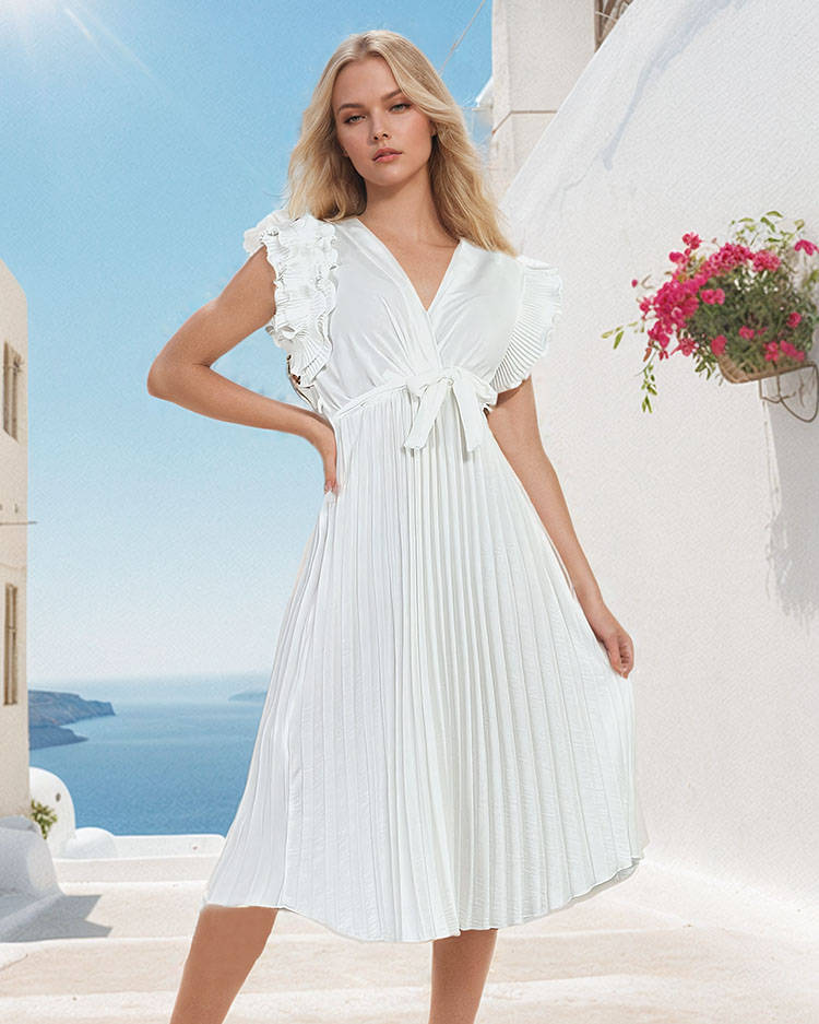 Royalfashion Dámské plisované midi šaty