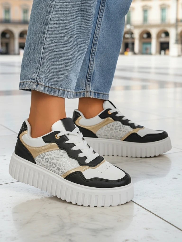 Dámské tenisky Royalfashion Callista platforma černé eko kůže velikost 40