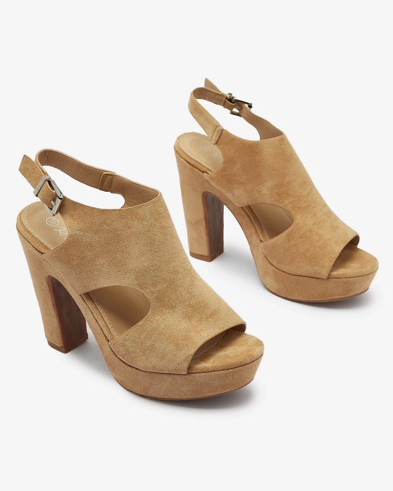 Světle hnědé dámské sandály na podpatku Lamiess - Obuv