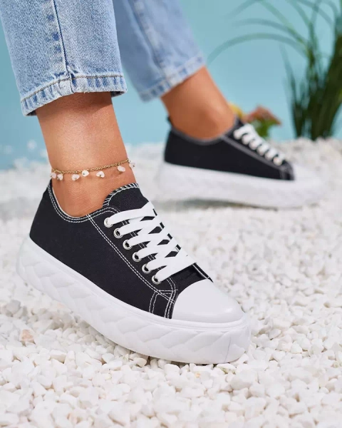 Royalfashion Černé dámské tenisky na platformě Merija