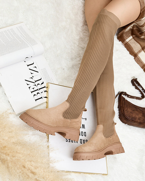 Royalfashion Dámské nazouvací kozačky nad kolena Senolel