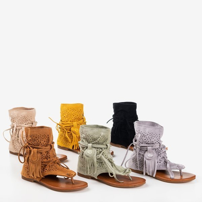 Hořčice prolamované žabky s hůlkou Joanina - Obuv