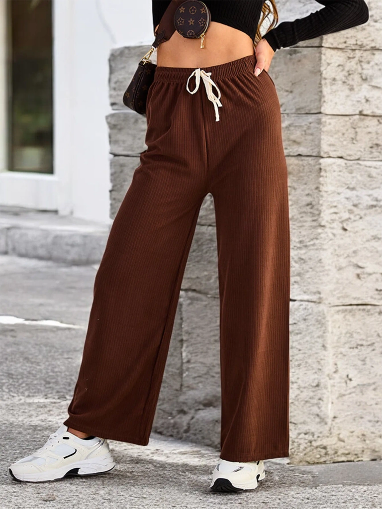 Royalfashion Dámské široké žebrované kalhoty