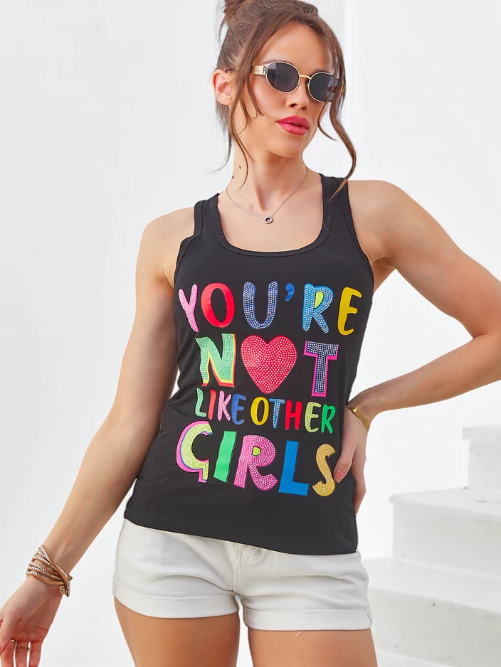 Royalfashion Dámský bavlněný top na ramínka s jedinečnými potisky