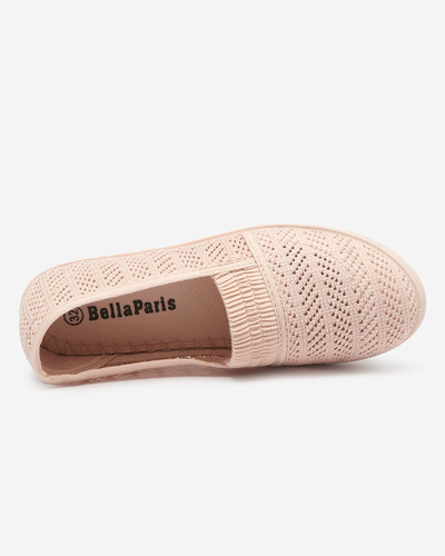 OUTLET Dětské pudrové slip on tenisky s prolamovaným svrškem Qey- Shoes