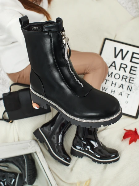 Dámské Kotníkové Boty Luna Černé Kožené Elegantní na Podzim