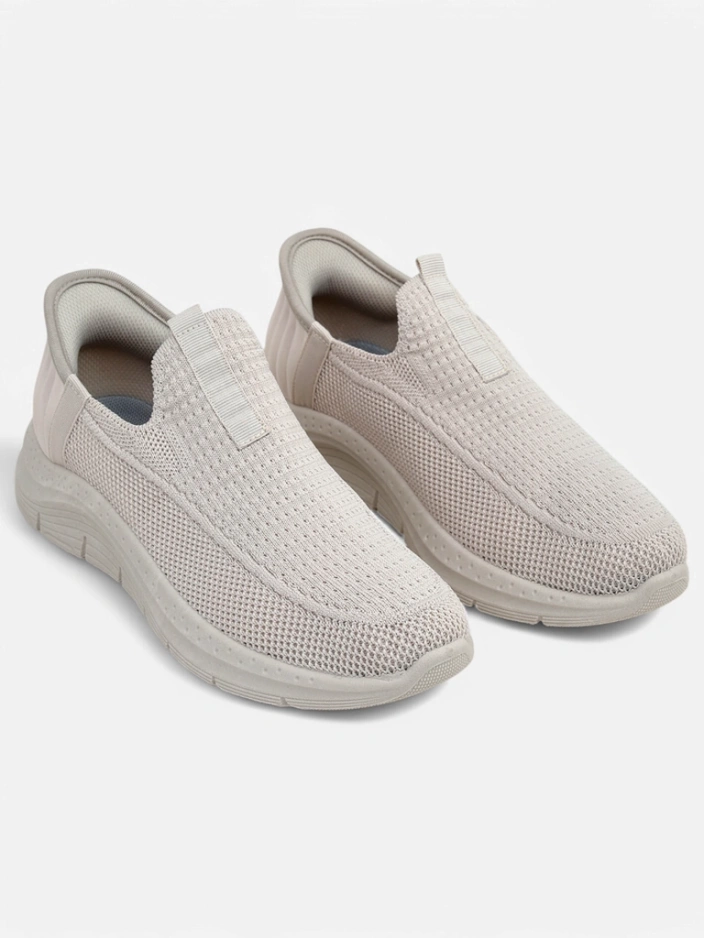 Aurelia Comfort Béžové Nazouvací Dámské Boty z Tkaniny Na Plochém Podpatku