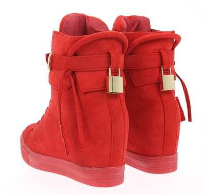 Czerwone sneakersy na koturnie - Obuwie