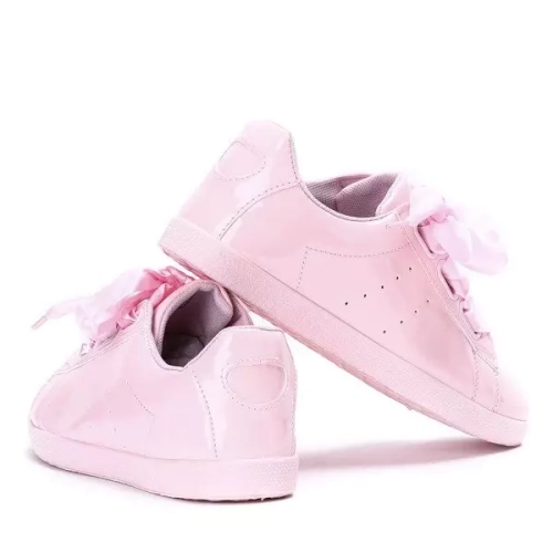 OUTLET Рожеві, лаковані кросівки, перев'язані недільною стрічкою - Взуття