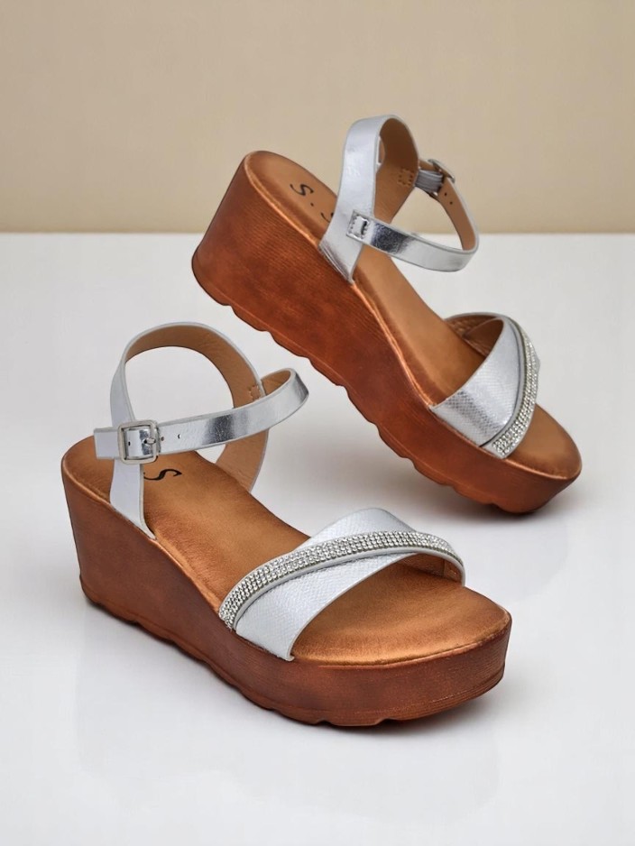 Royalfashion Dámské sandály na klínu s kamínky a třpytkami Aurora Glow