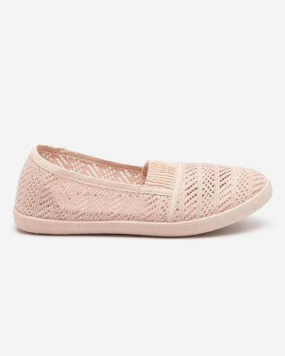 OUTLET Dětské pudrové slip on tenisky s prolamovaným svrškem Qey- Shoes