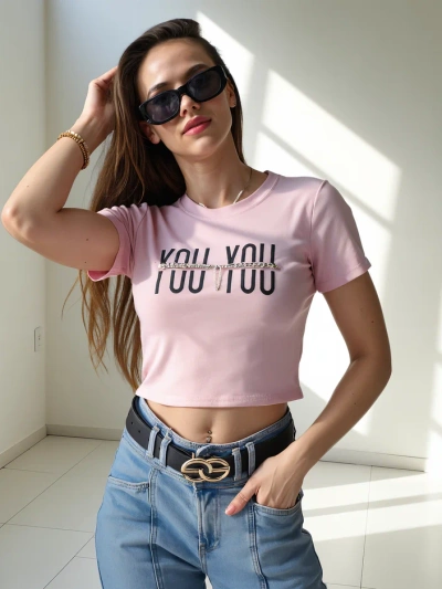 Royalfashion dámský bavlněný crop top s nápisem