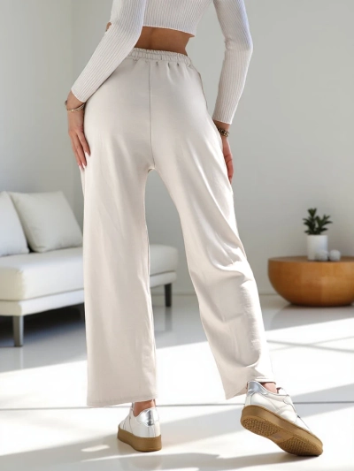 Royalfashion Dámské široké teplákové kalhoty se kamínky