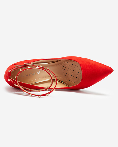 Červené dámské lodičky s páskem ke kotníku Altans - Boty