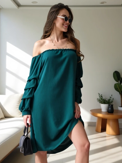 Royalfashion Hladké dámské šaty a'la španělský styl s volánky