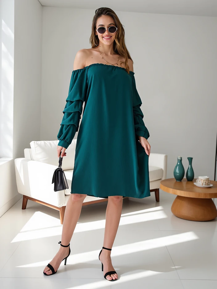 Royalfashion Hladké dámské šaty a'la španělský styl s volánky