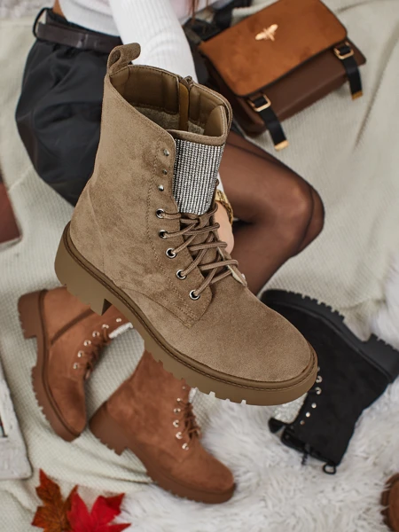 Eko semišové šněrovací dámské boty Ferlyne