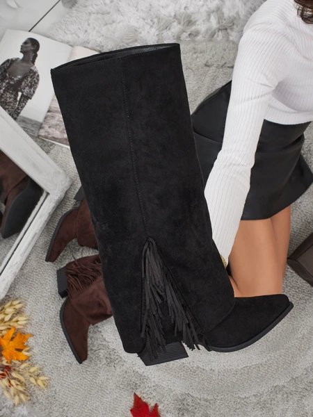 Dámské kozačky eko semišové s vrškem Tauren